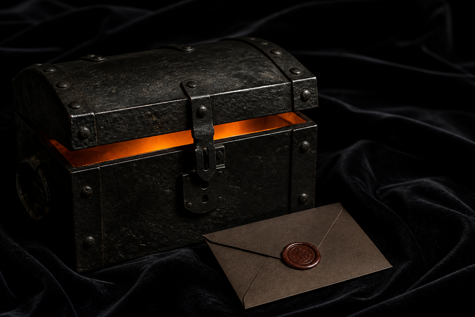 Sealed chest and letter, private correspondence